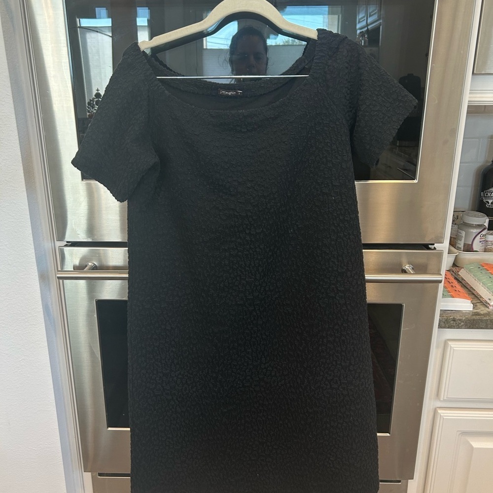 J. McLaughlin Black Textured Mini Dress, S (has piling but GUC)